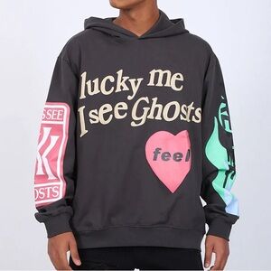 Men’s Kids See Ghosts Lucky Me Feel Camp Flog Graphic Lettering Pullover Hoodie